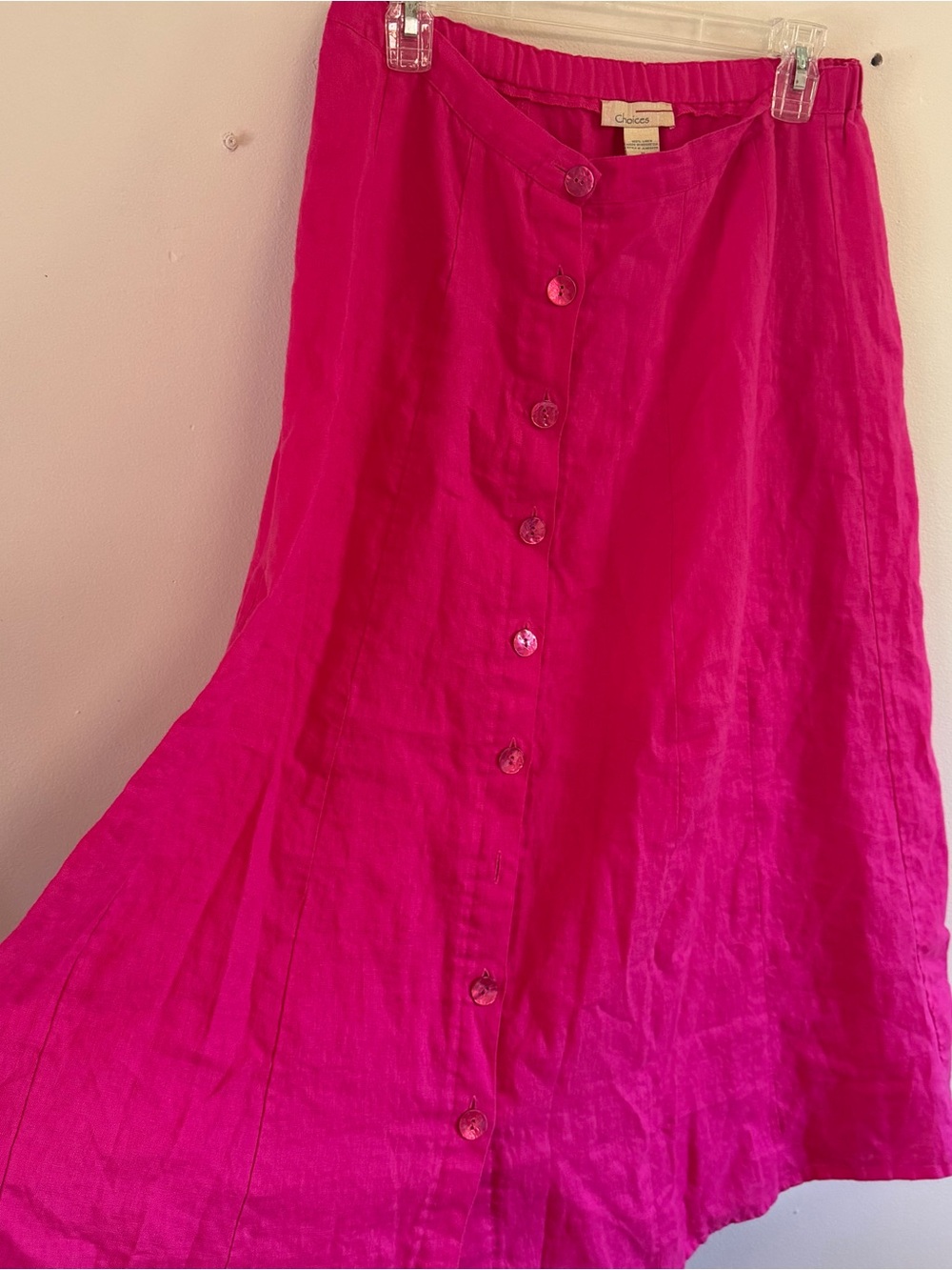 Choices Hot Pink Button-Front A-Line Skirt